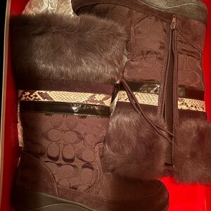 SOLD!!!! Coach Chocolate Fur-Trim Boots